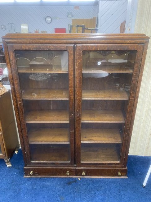 Antique Oak Two Door Bookcase (1 of 8)