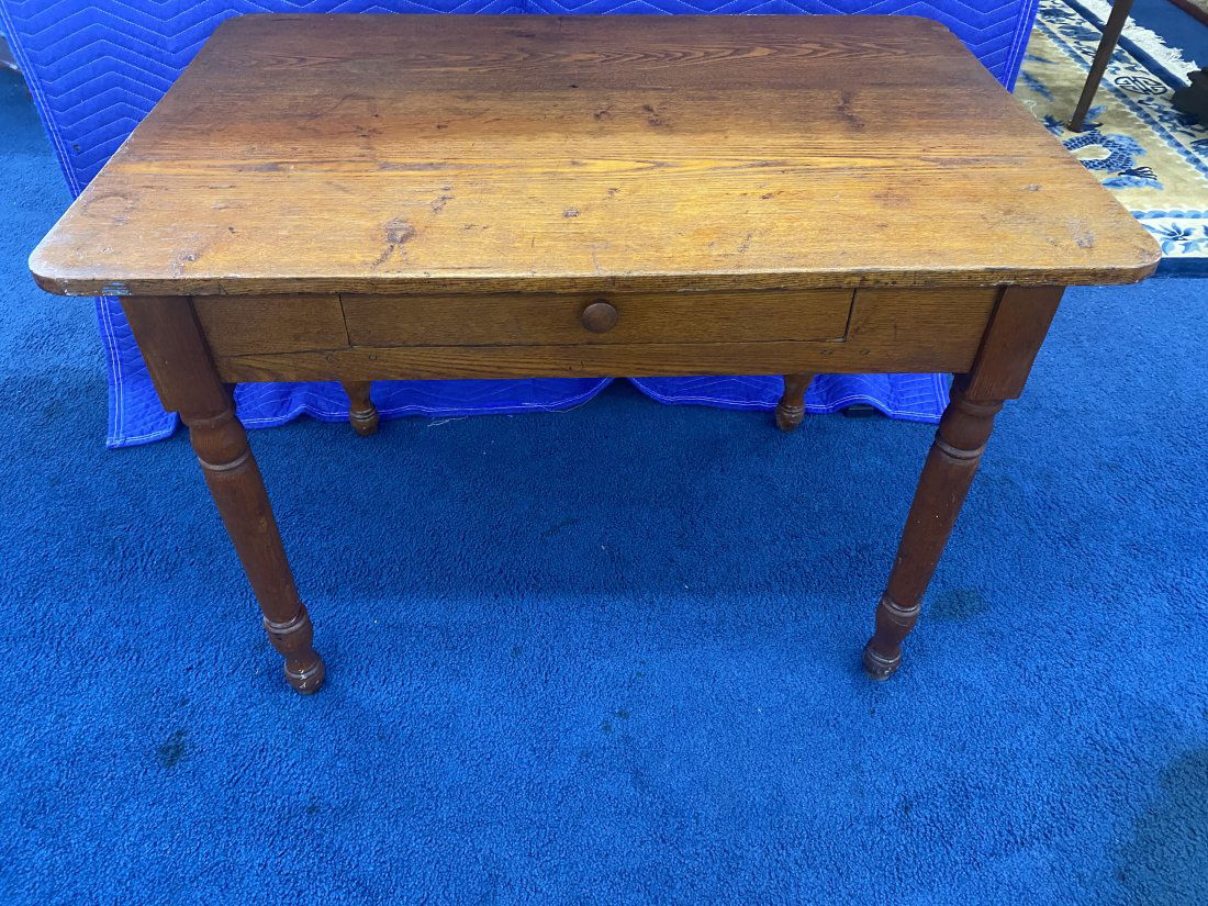 Antique Oak One Drawer Farm Table (1 of 5)