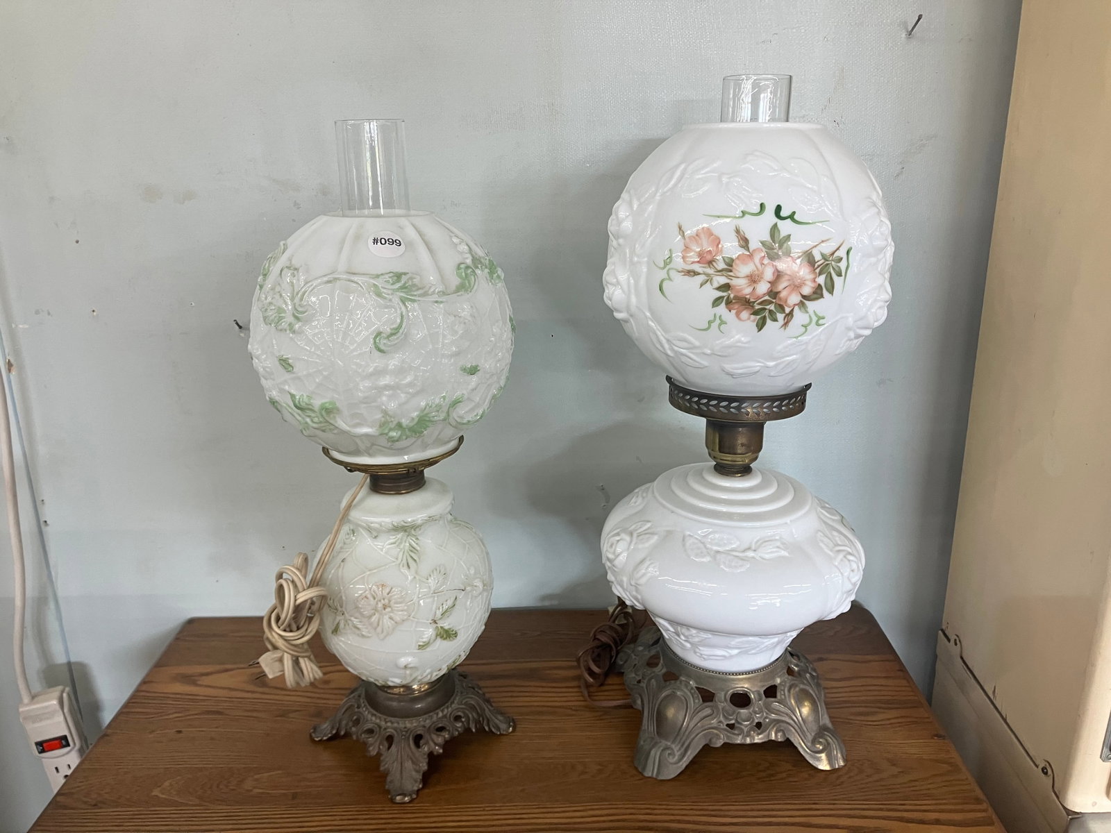 2 Embossed GWTW Lamps: largest 22"H.