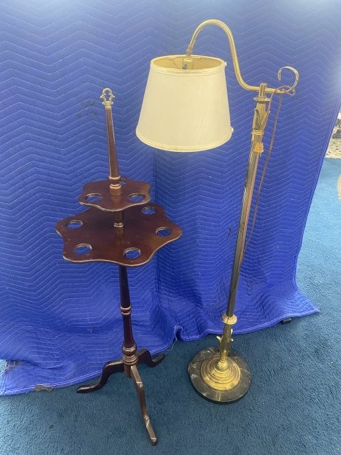 Brass Floor Lamp & Mahogany Stand (1 of 9)