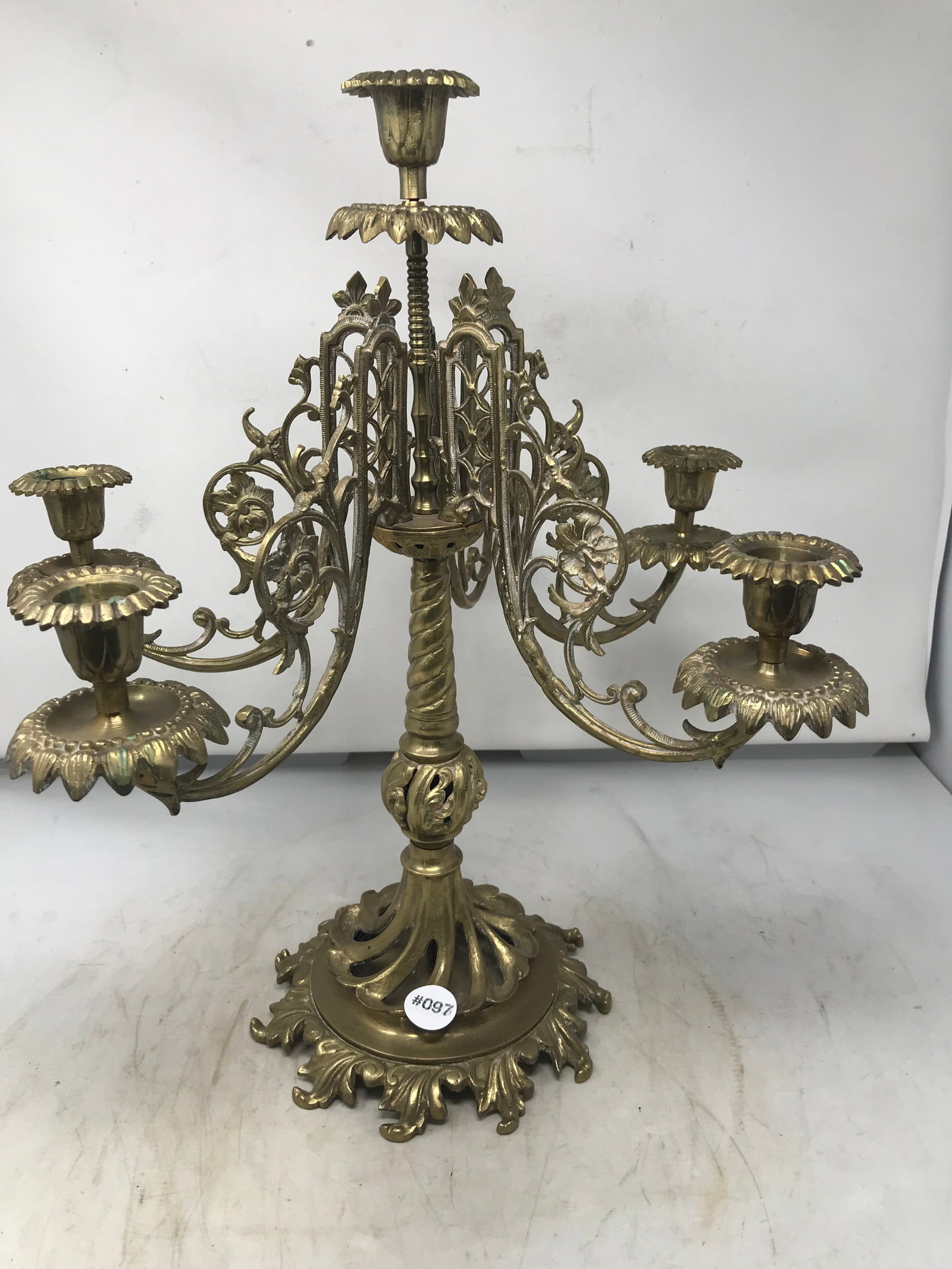 Ornate Iron Candelabra: 18" X 16".