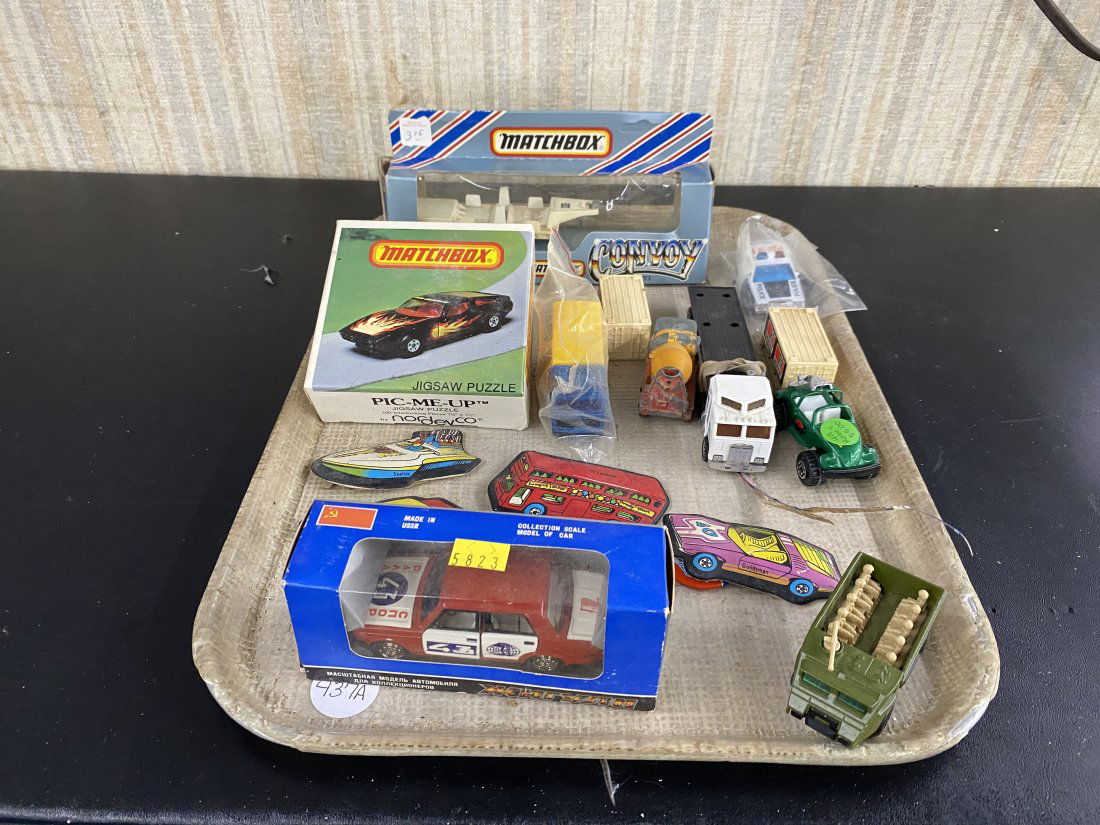 Vintage Matchbox and Toys: largest is convoy 8"x4", some in original packaging
