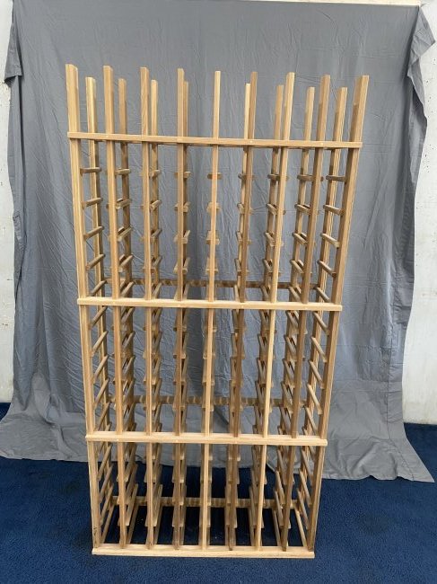 Teakwood Wine Rack: 73"x26"x18", holds 120 bottles, matches item # 107