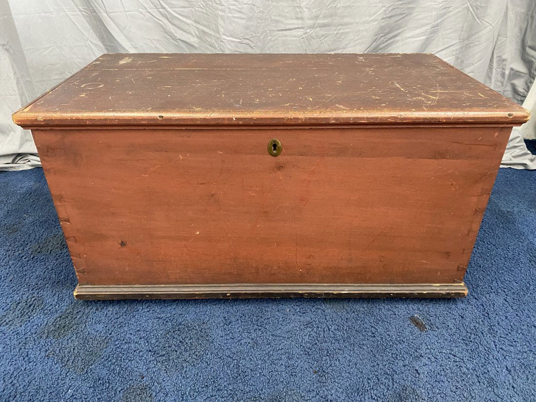 Antique Blanket Chest in Red Paint (1 of 6)