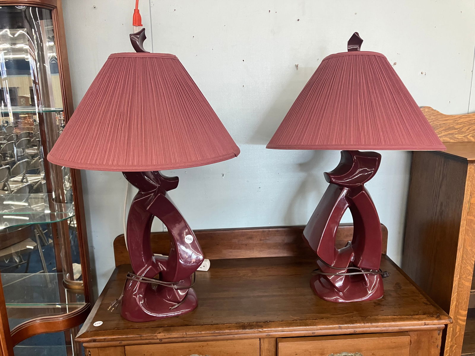 Pair of Art Deco Pottery Lamps (1 of 4)