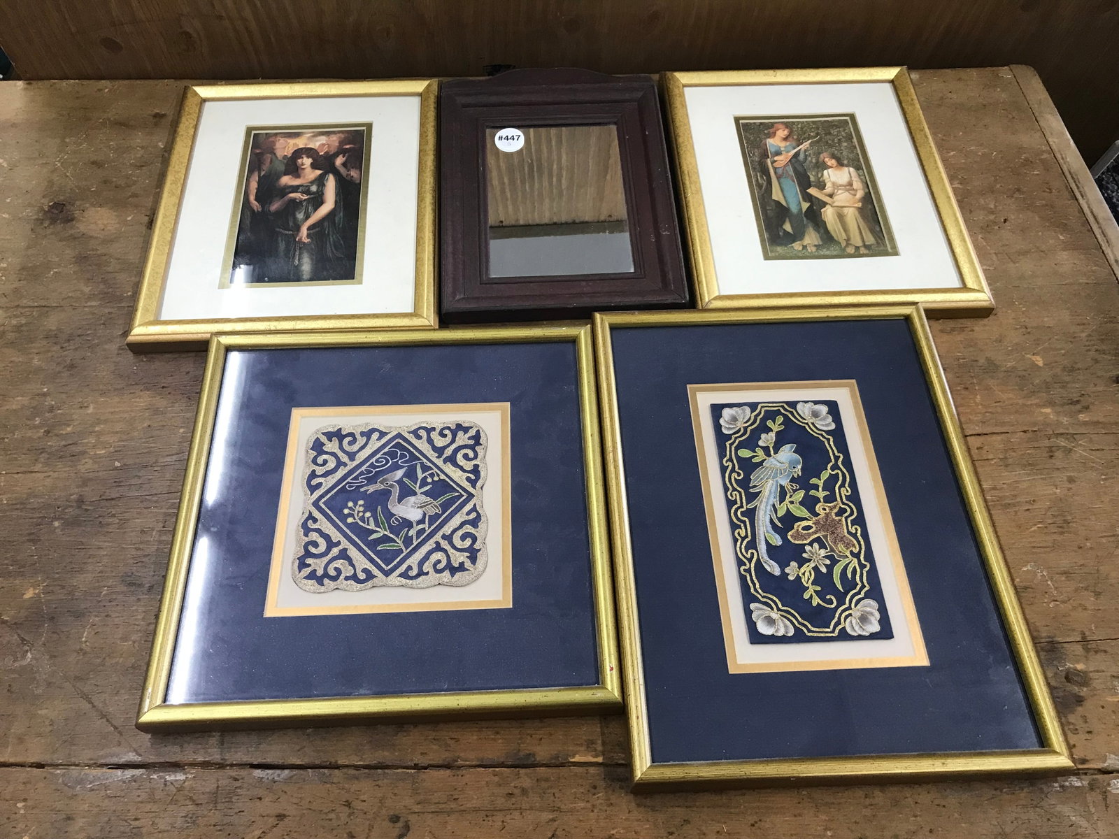 Art Lot: Five pieces total. Largest frame 13" x 10". Smallest 11" x 8".