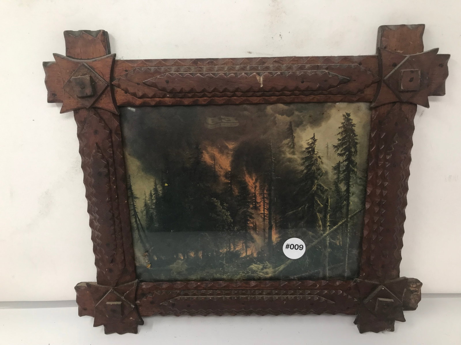 Antique Tramp Art Frame: 16"x14".