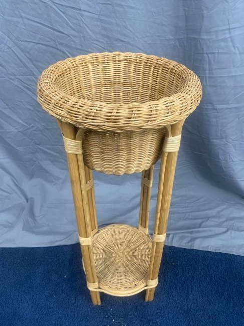 Rattan & Wicker Planter: Two pieces. 31" x 12".