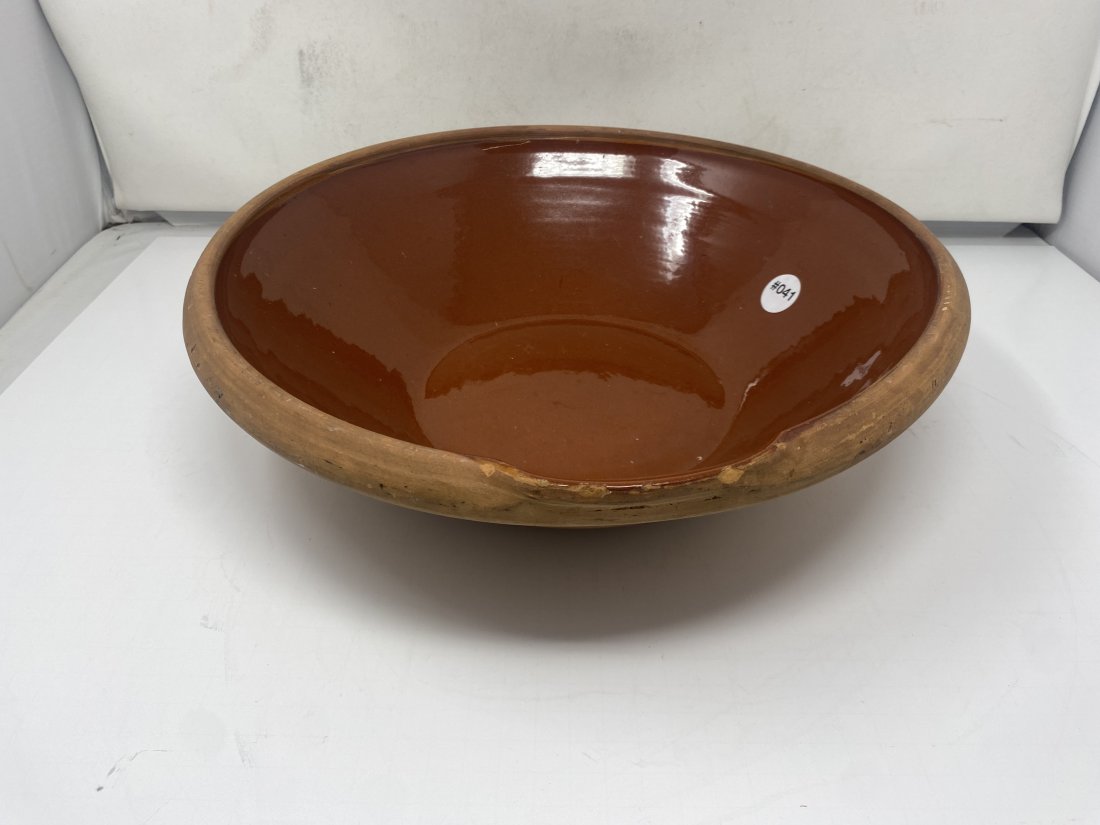 Redware Bowl with Spout: 4" x 15".