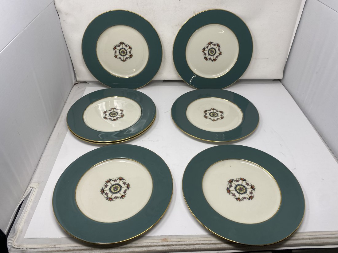 Seven Green Mark Lenox Dinner Plates (1 of 4)