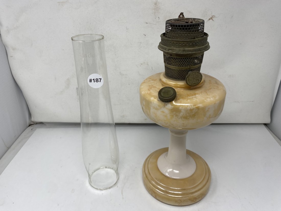 Aladdin Lamp: 13" x 7 ', shade is 13" tall, both shade and base are signed
