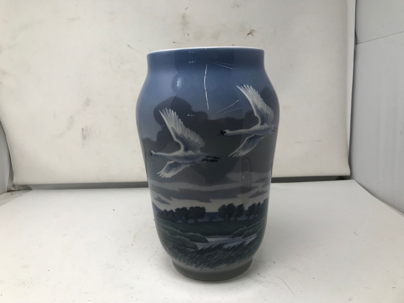 Royal Copenhagen Swan Vase: 10"H.
