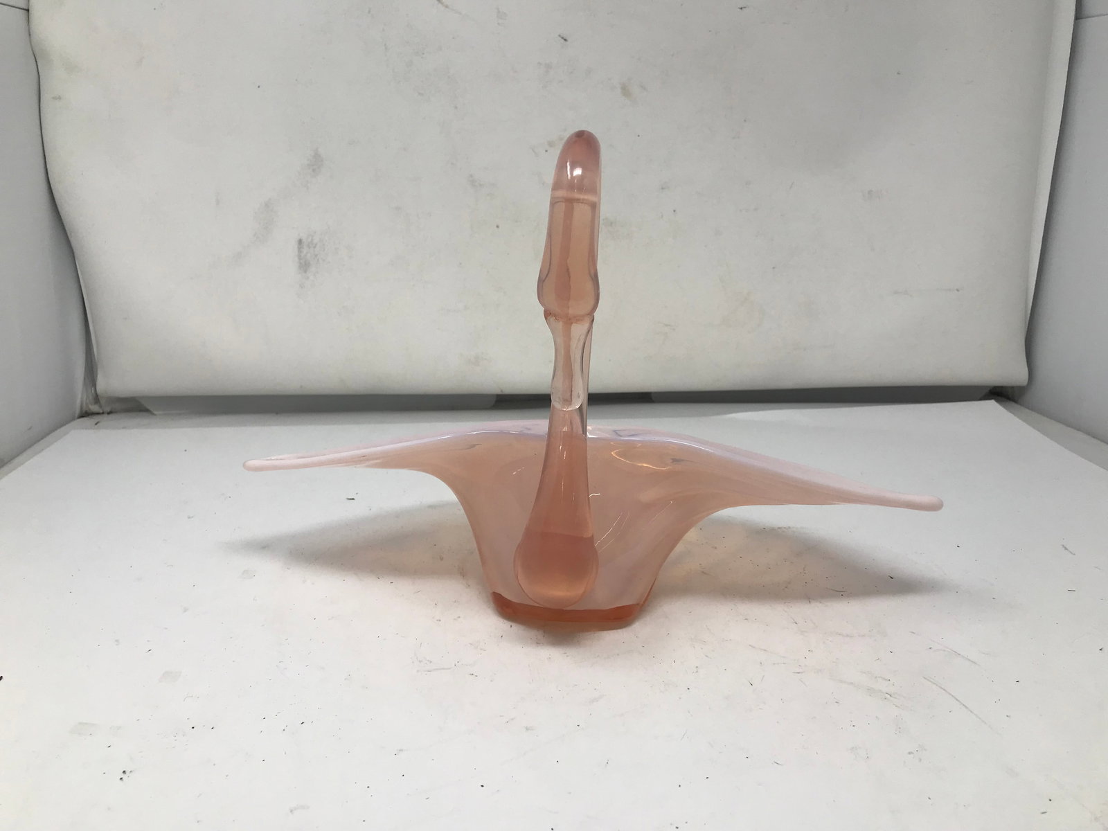 MCM Opaline Glass Swan: hand blown, 13"W.