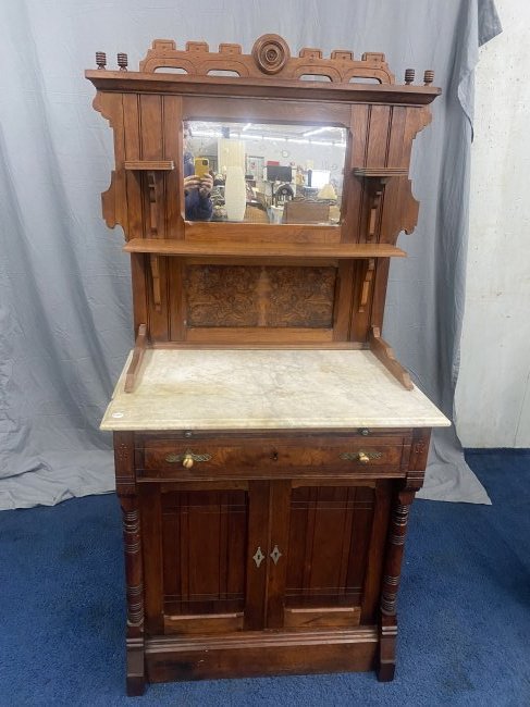 Victorian Walnut Marble Top Server (1 of 10)