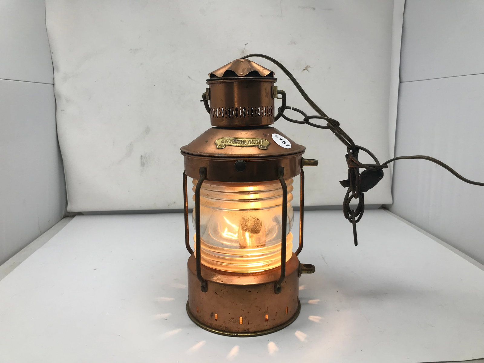 Copper Ships Lantern: "Ankerlicht". 13"H.
