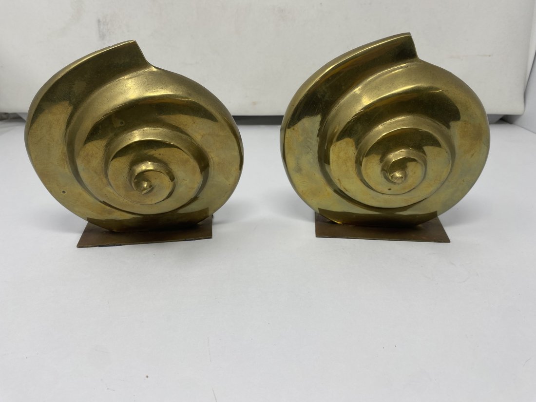 Brass Mid Century Bookends: 6"x6", solid brass