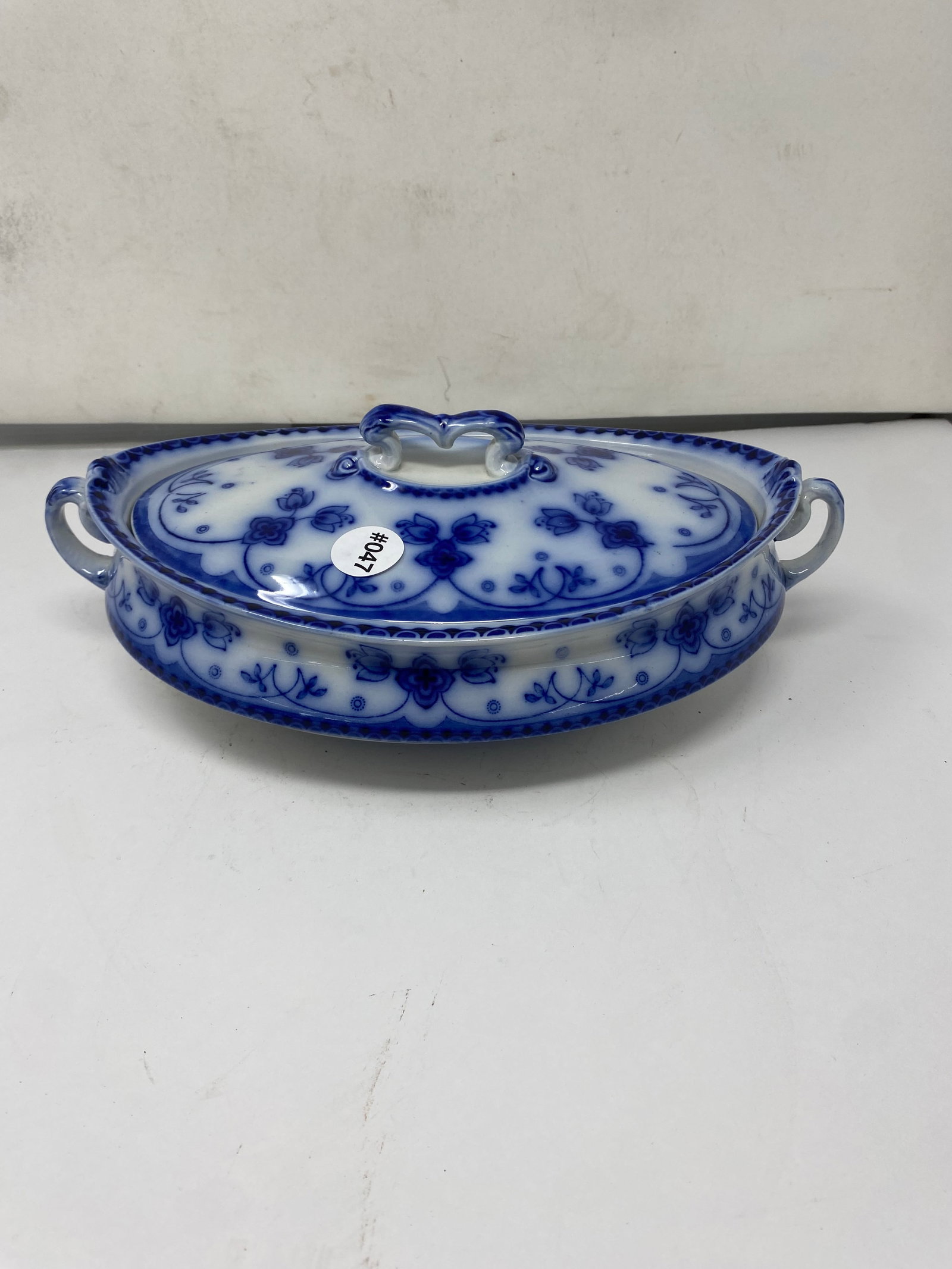 Flow Blue "Belmont" Tureen: marked on base, 12"L.