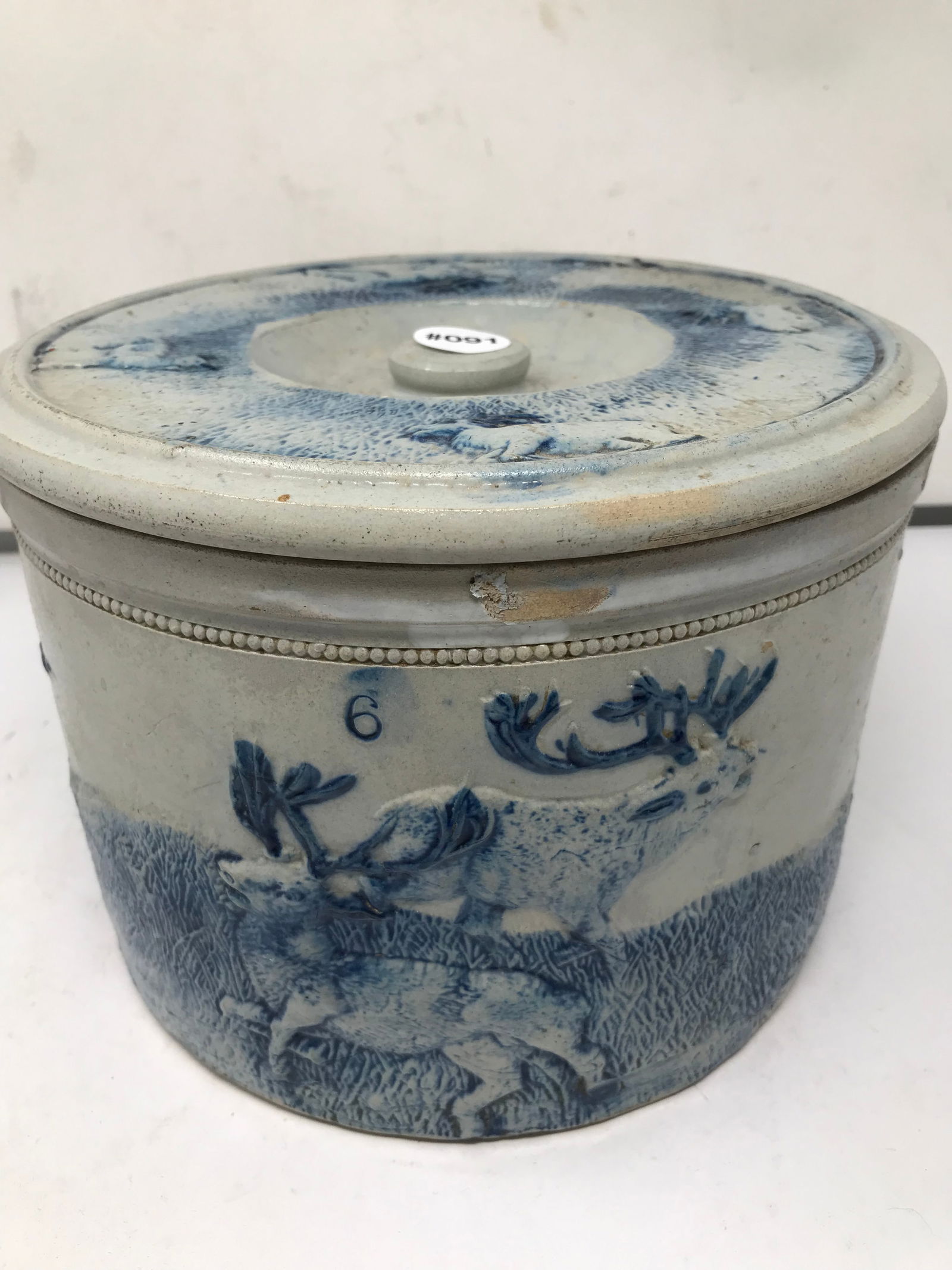 Whits Utica New York 6 Gallon Lidded Stoneware Cake Crock (1 of 5)