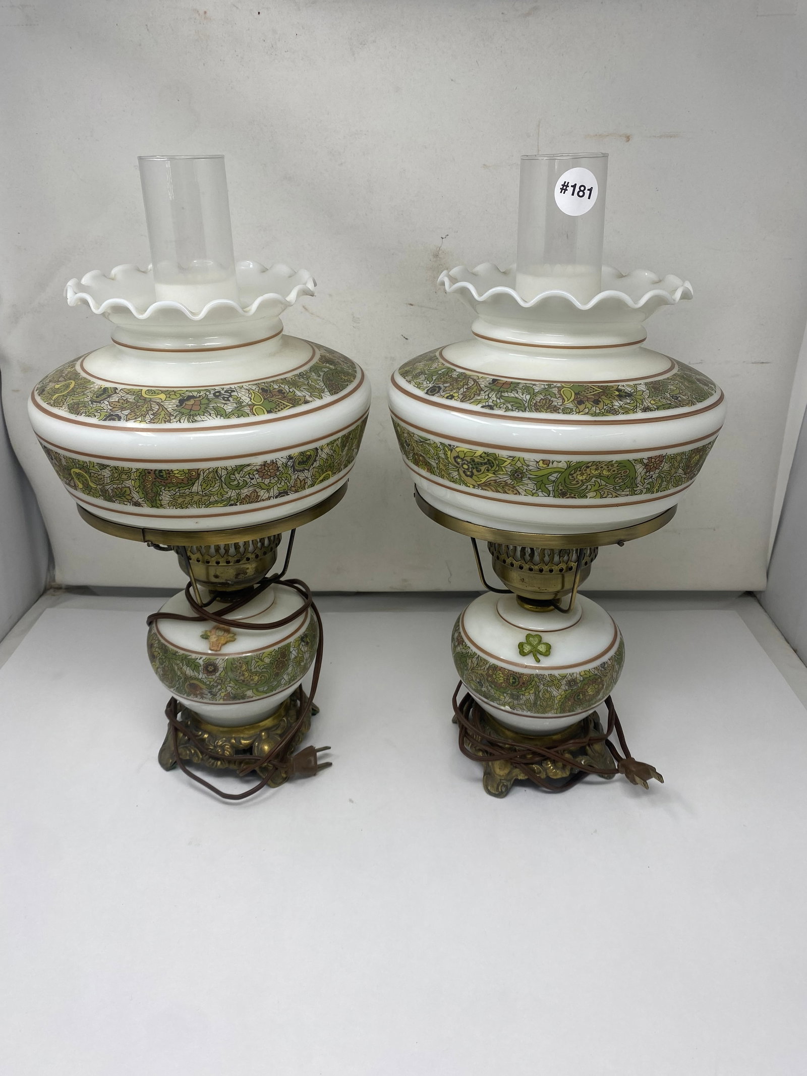 Pair GWTW Lamps: 17"H.