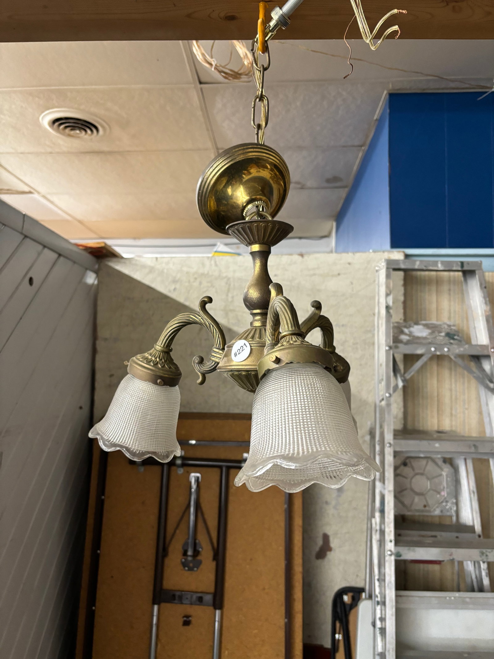 Brass Light Fixture: 17"x14".