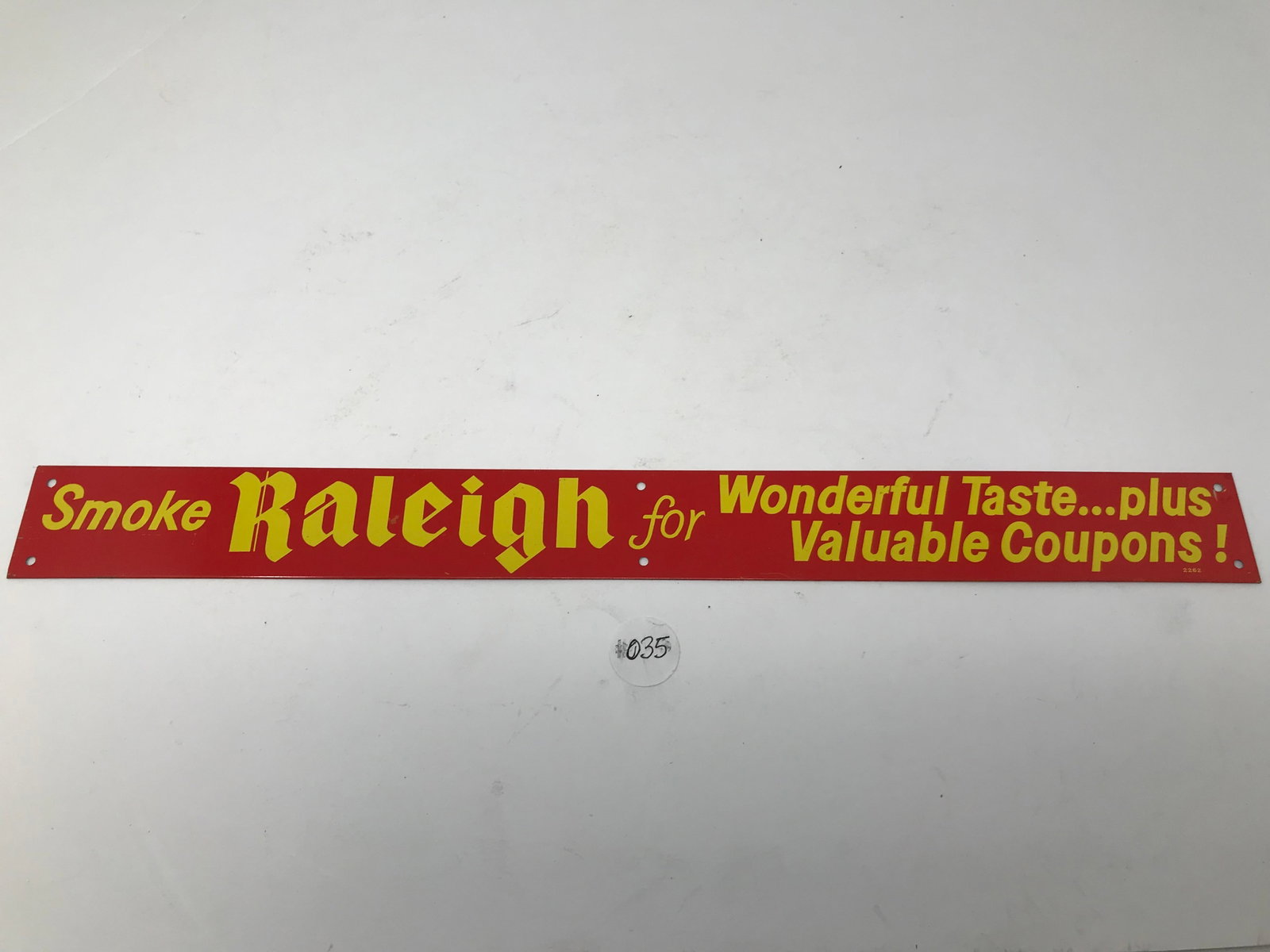 Smoke Raleigh Enamel Sign: 18"W.