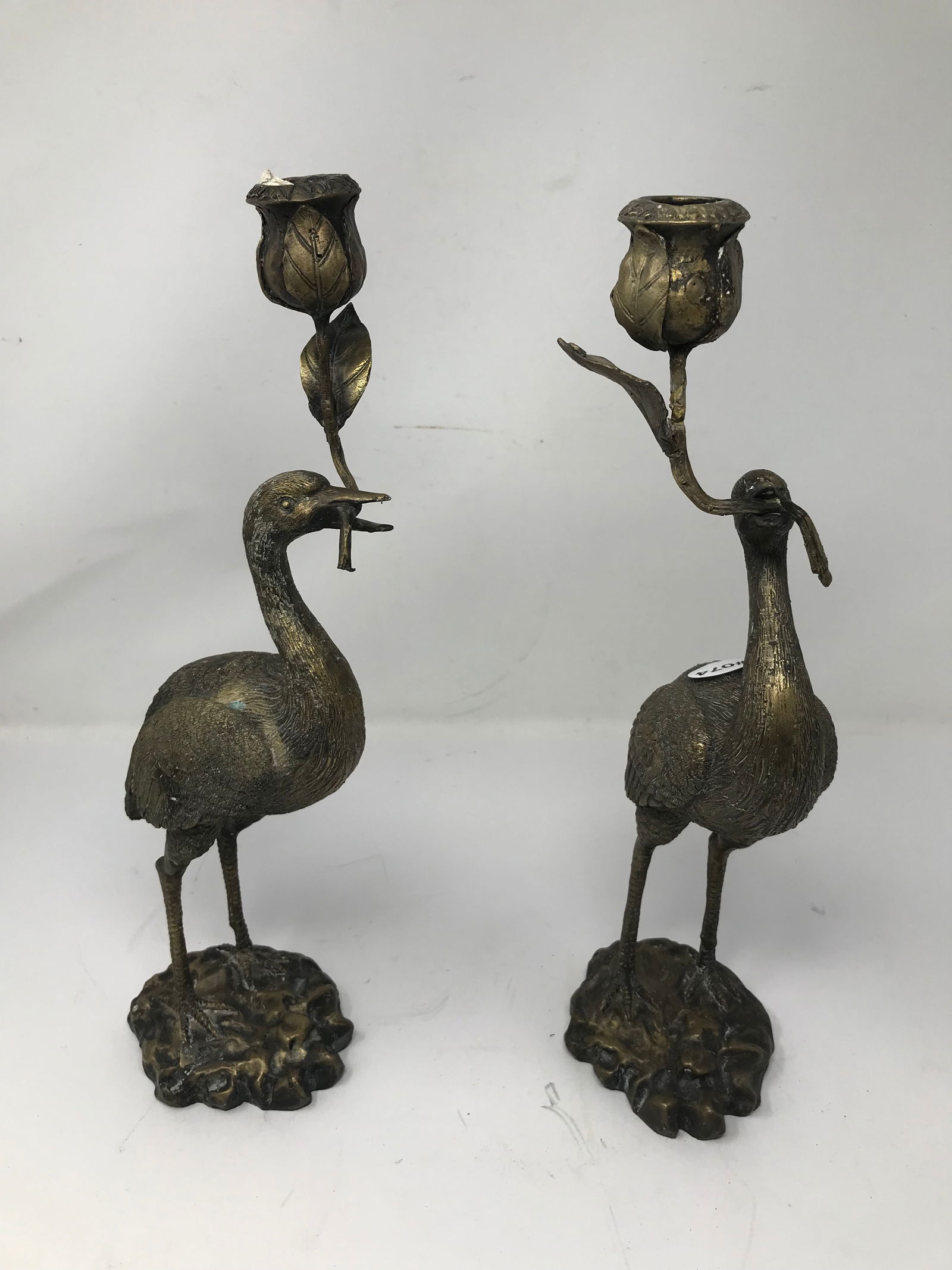 Pair of Eagret Figural Candlesticks: 15" H