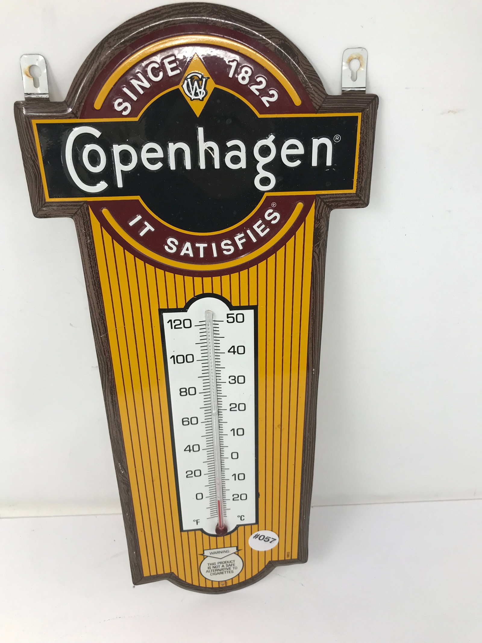Copenhagen Enamel Therometer: 17"H.