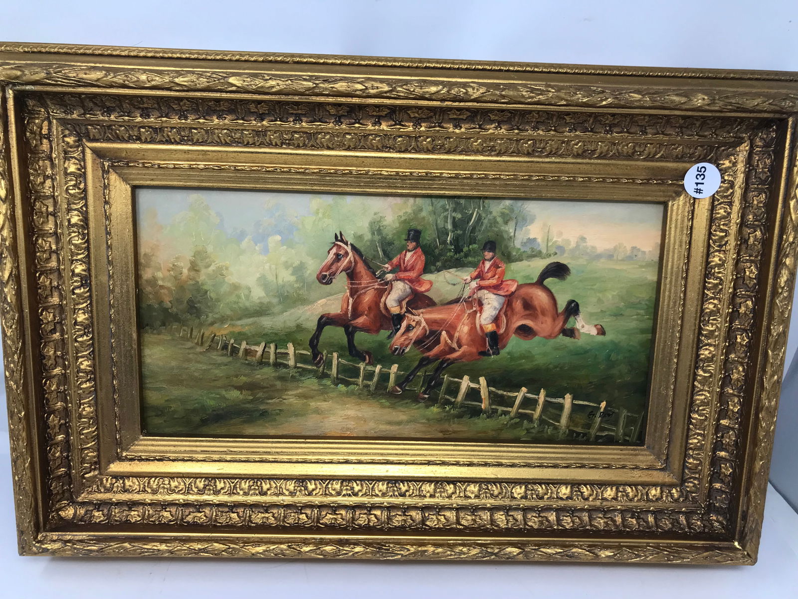Signed Oil on Board Hunt Scene (1 of 4)
