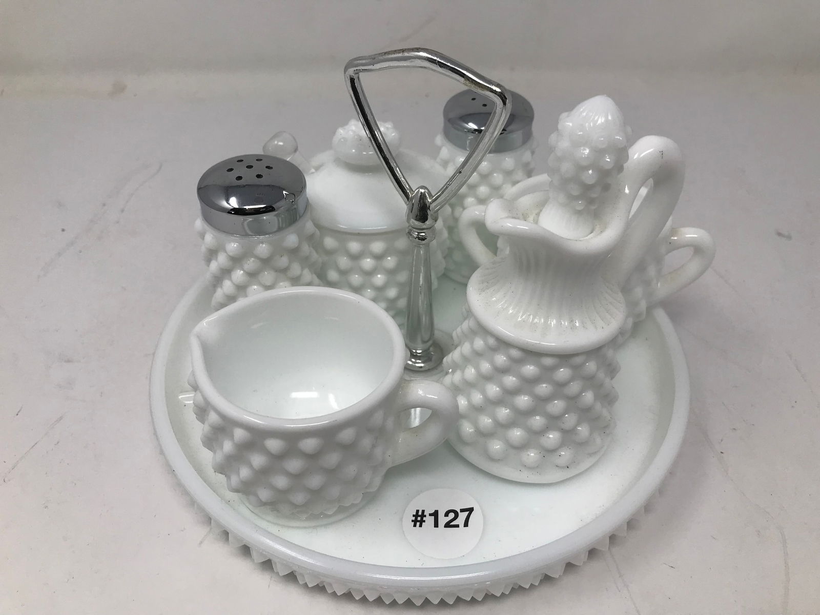 Fenton Hobnail Cruet Set (1 of 2)