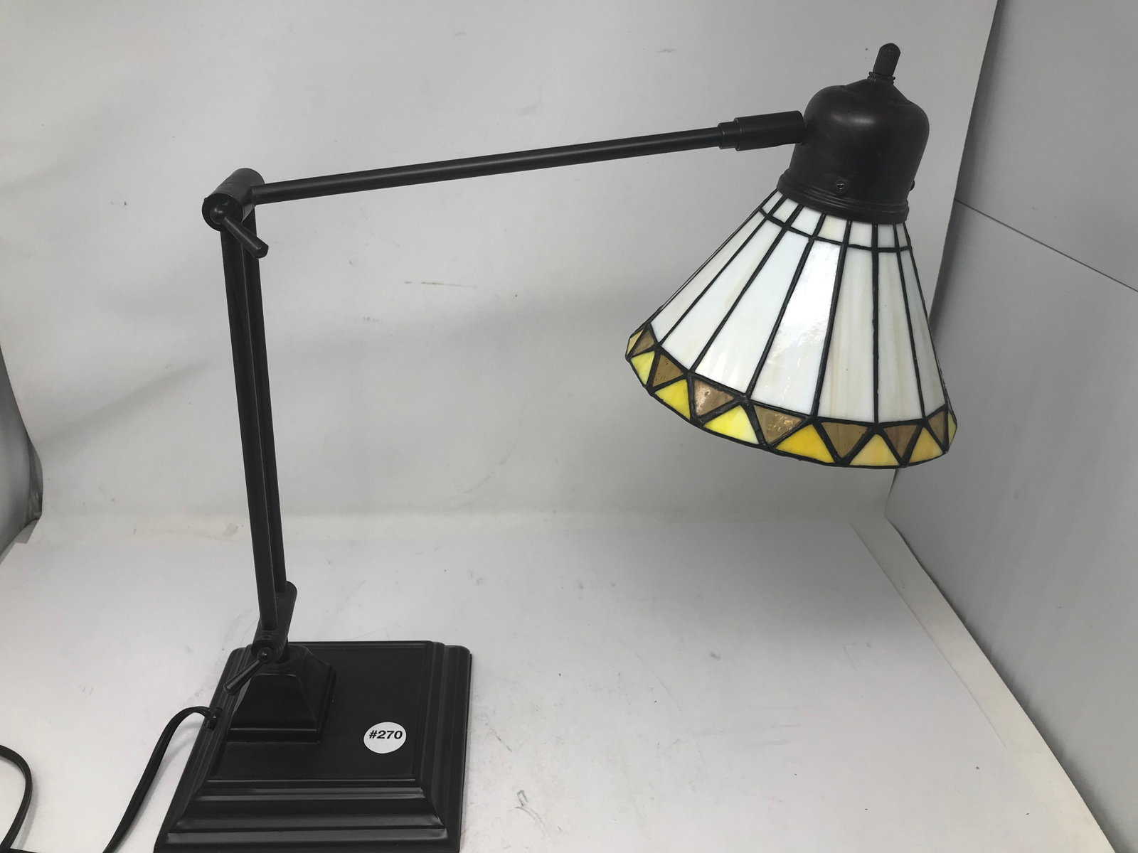 Leaded Lamp: Adjustable arm. 19" W.