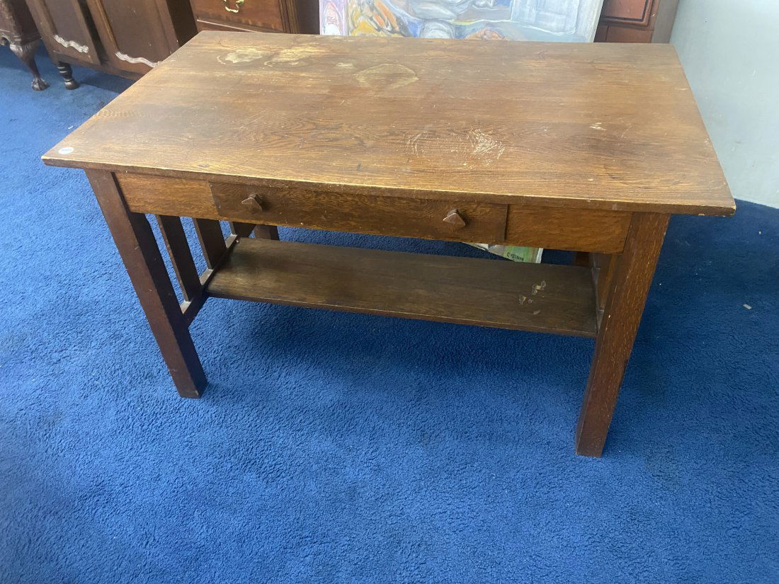 Antique Oak Mission Library Table (1 of 5)