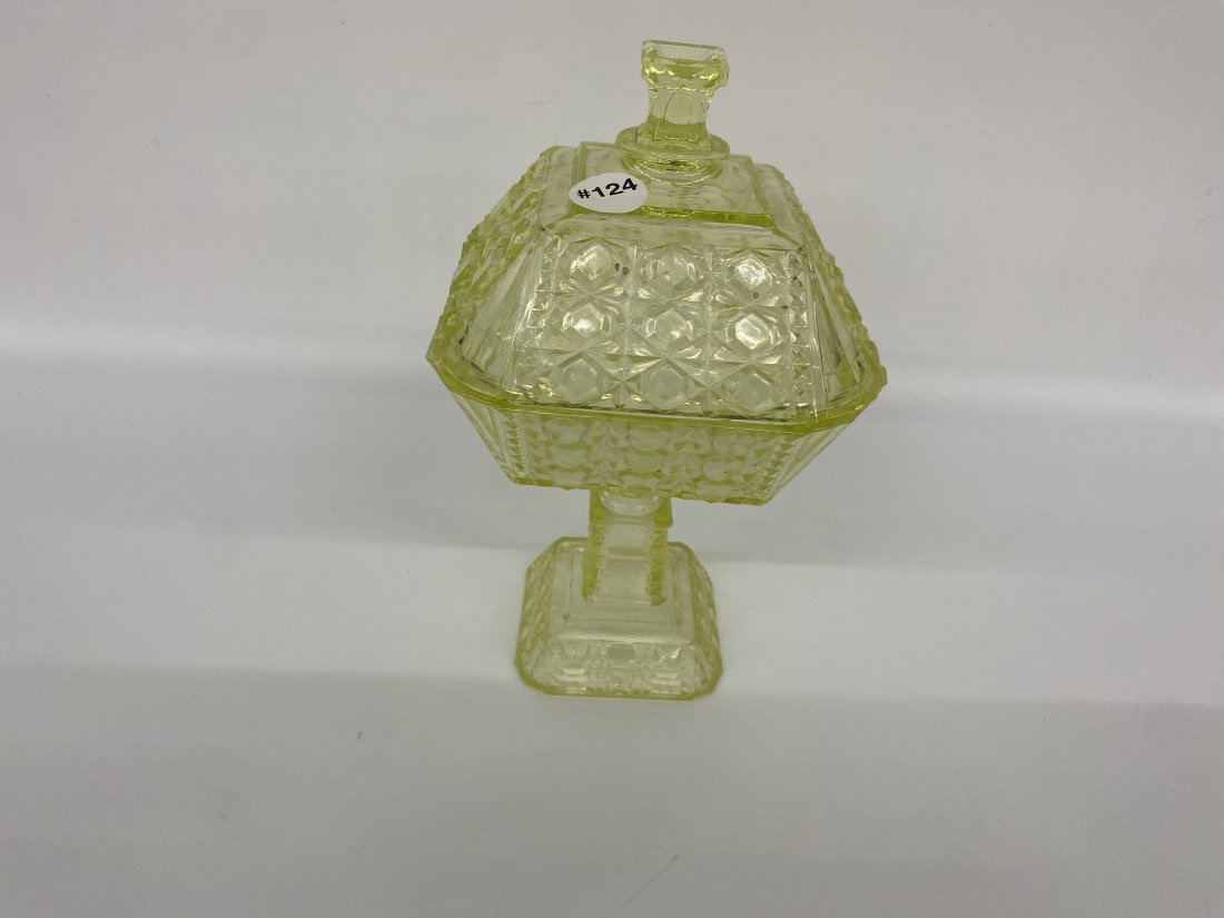 Vaseline Glass Covered Compote (1 of 3)
