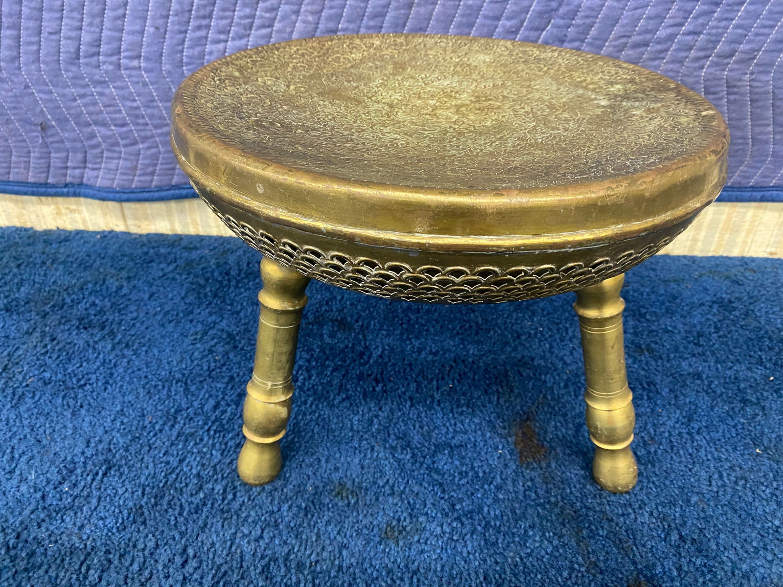 Antique Brass Tri Leg Foot Stool (1 of 5)