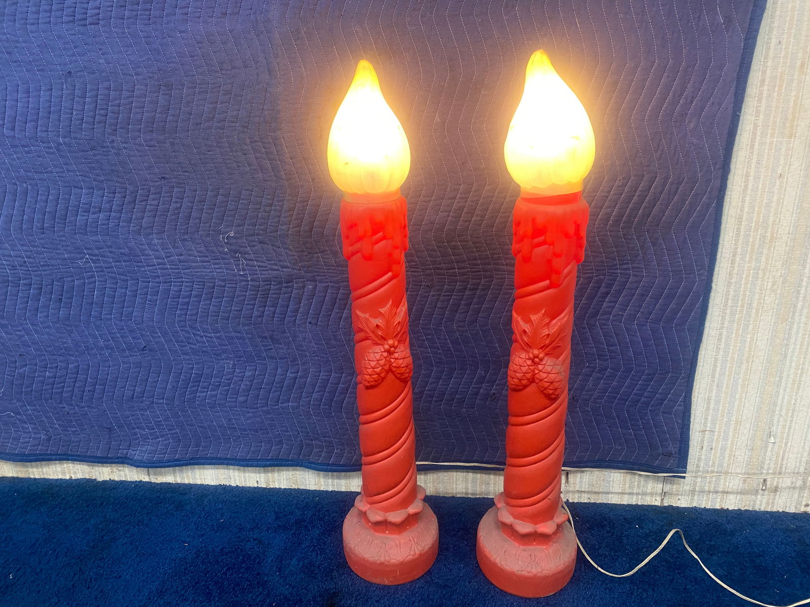 Pair of Vintage Candlestick Blow Molds: 38" H