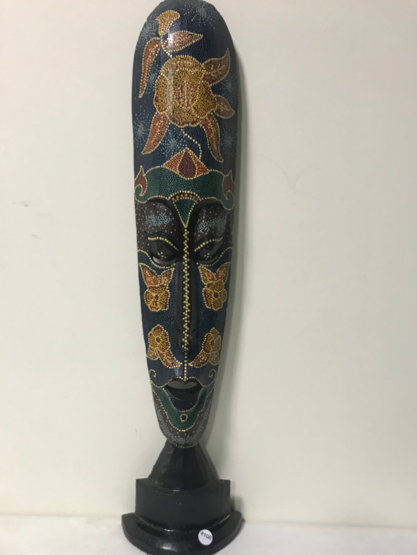 Carved African Mask: 39" x 7.5".