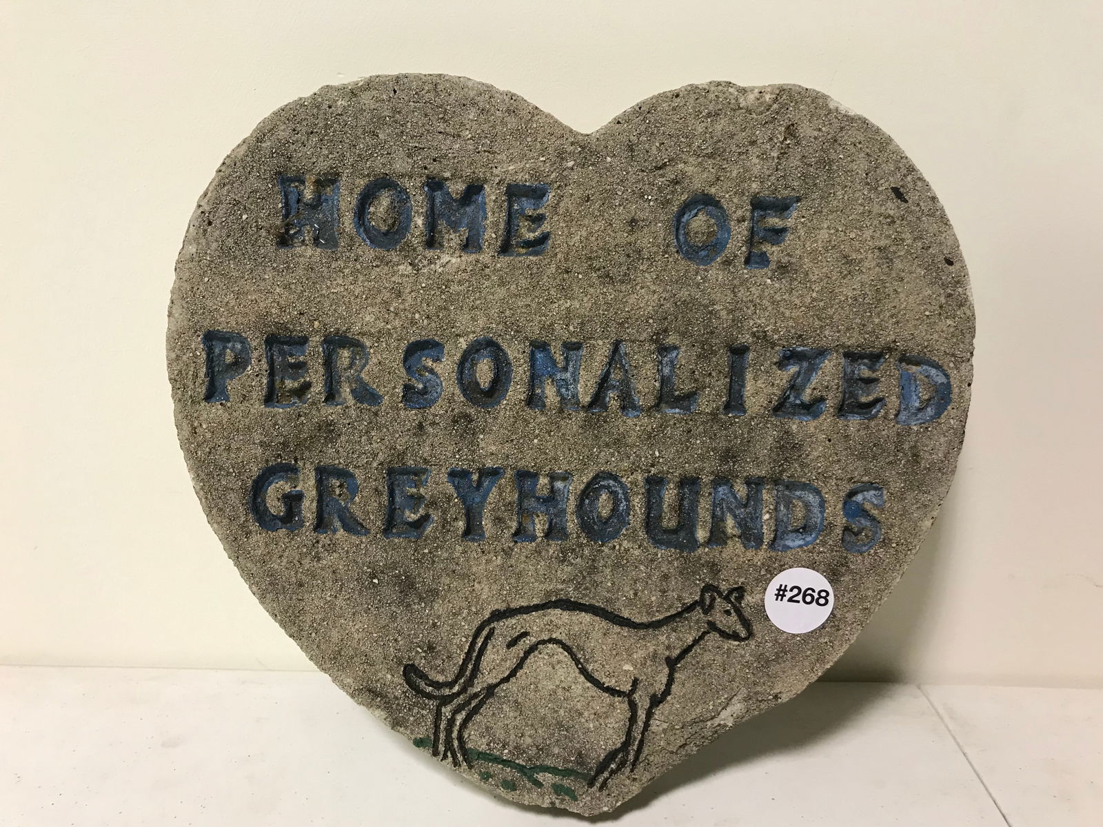 Concrete Greyhound Heart: 12" x 11".
