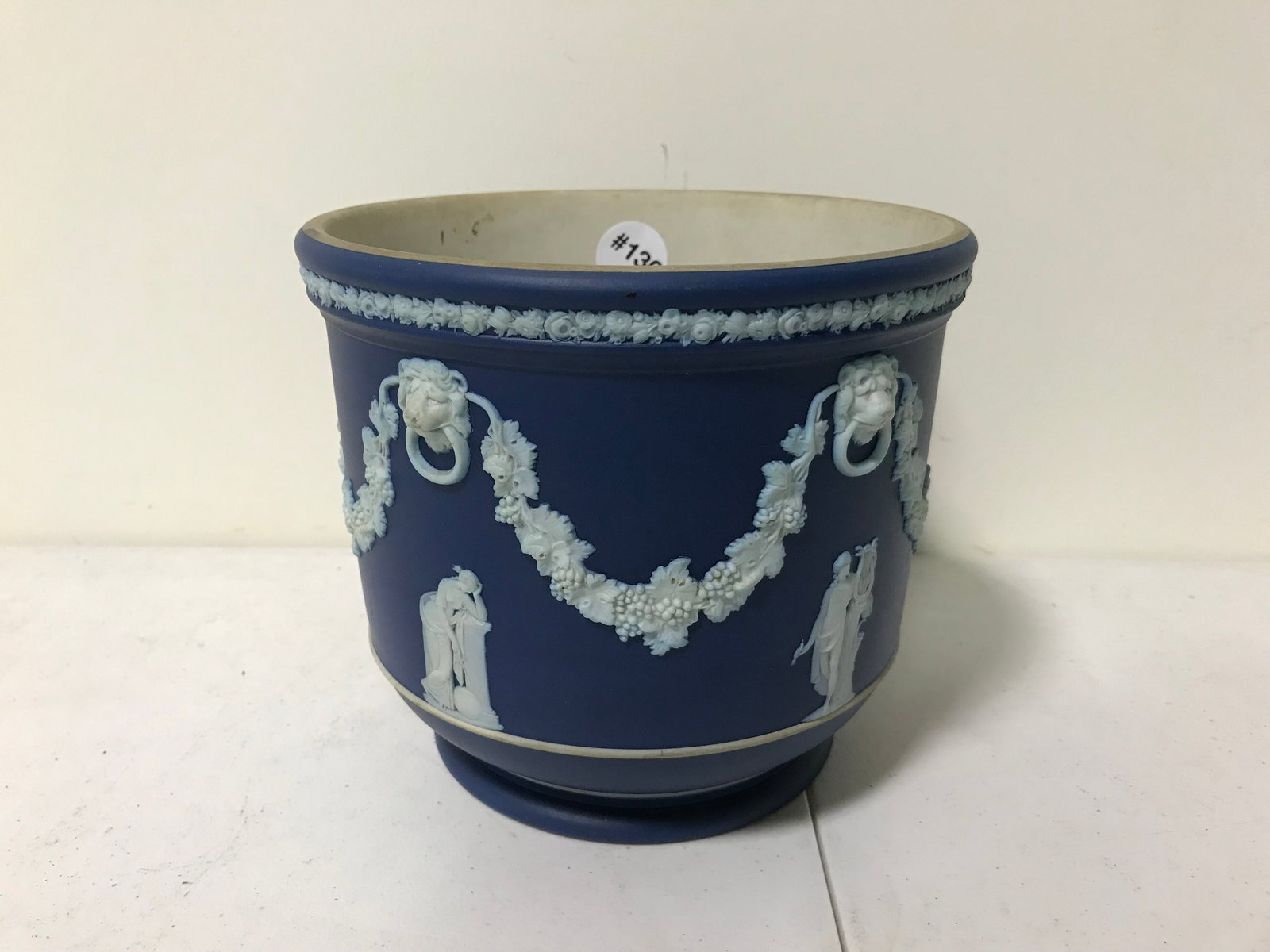 Wedgwood Jasperware Cobalt Jardinière: marked on base, 7"H.