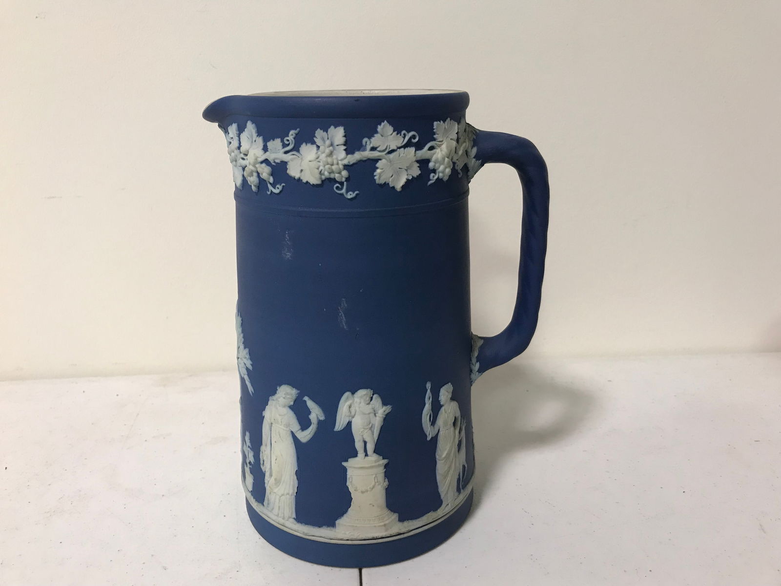 Wedgwood Jasperware Cobalt Jardinière: marked on base, 7"H.