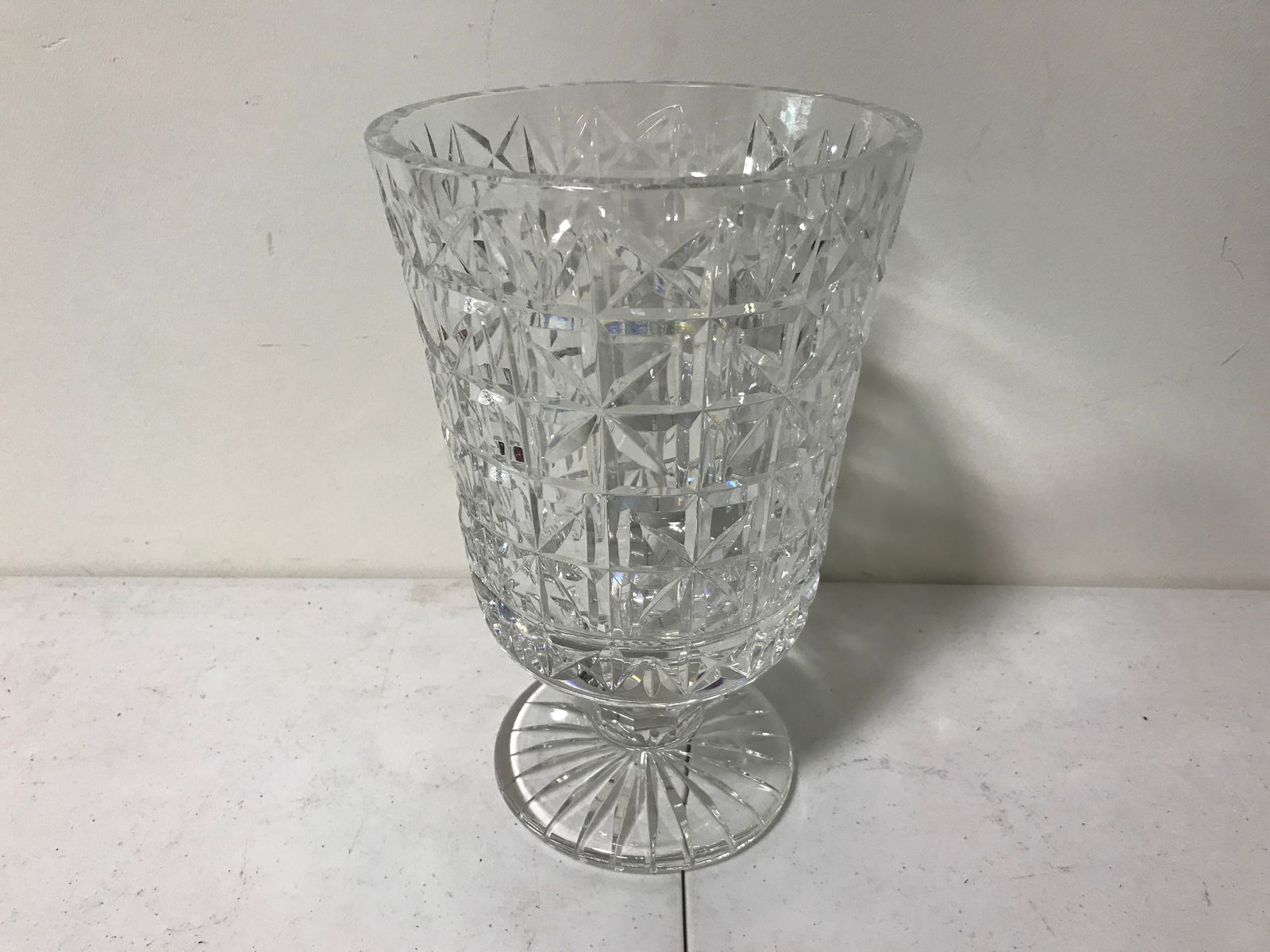 Waterford Pedestal Vase: Marked on base. Measures 10" High.