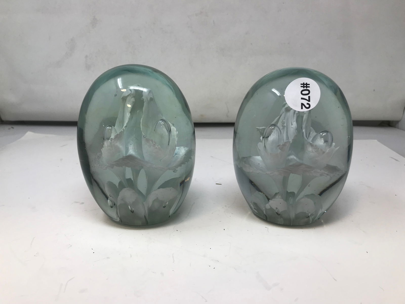 Blown Venetian Glass Paperweights: both heavy, 5.5"H.
