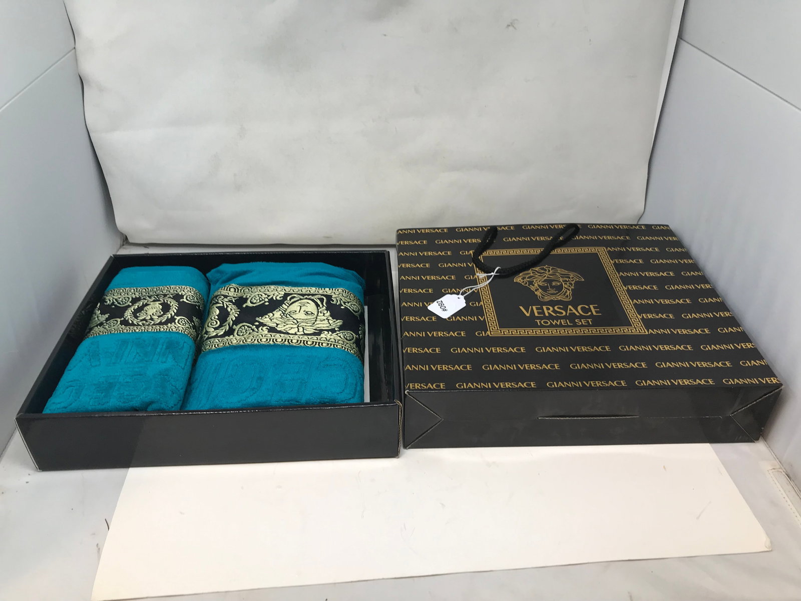 Versace Towel Set: box 14"x12".