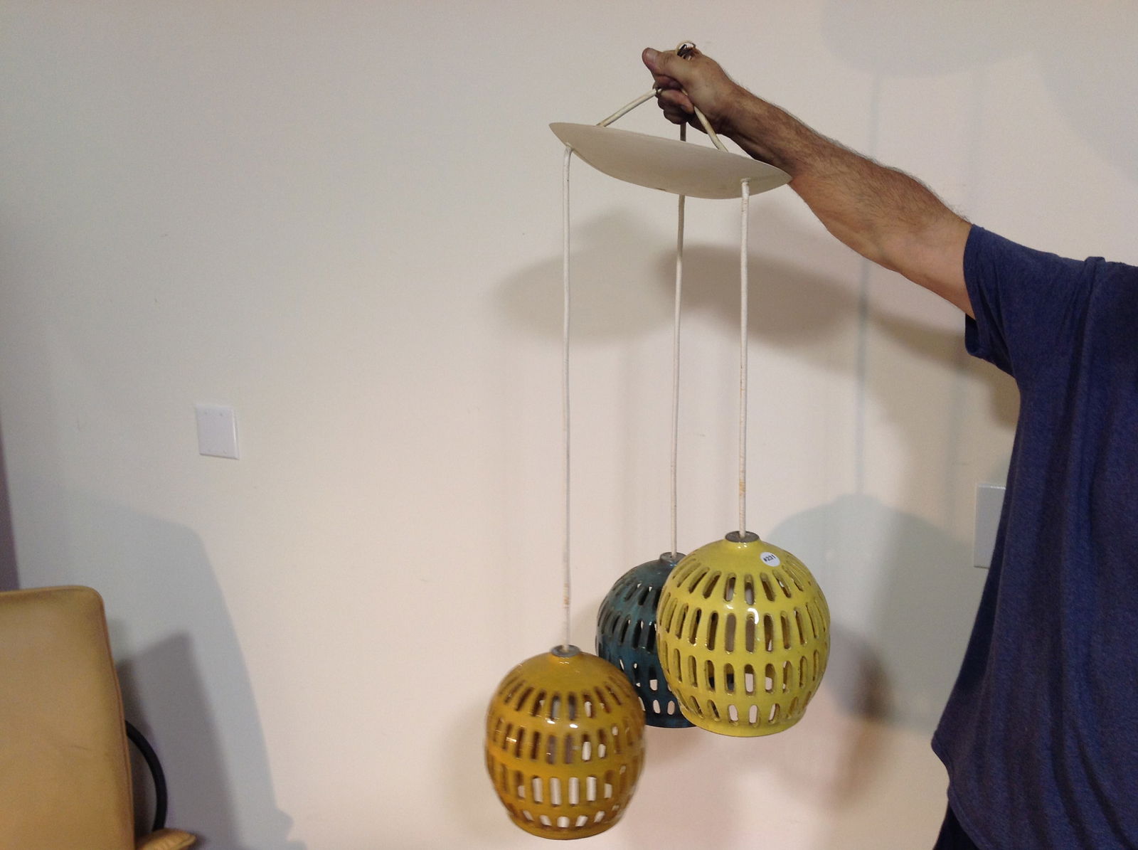 MCM Pottery Hanging Lamp (1 of 3)