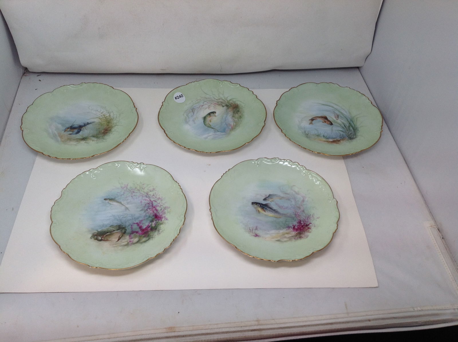 (5) Artist Signed Limoges Elite Fish Plates (1 of 5)