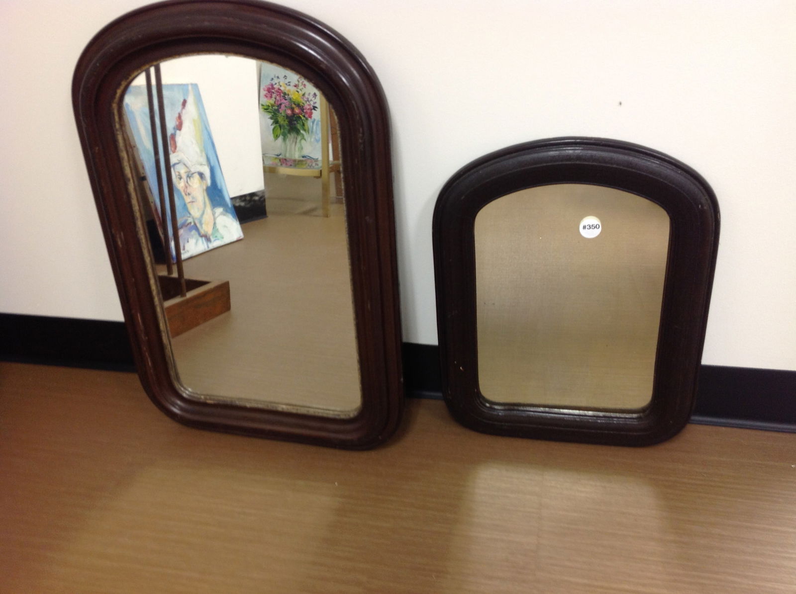 2 Antique Mirrors: Largest 17" x 25".
