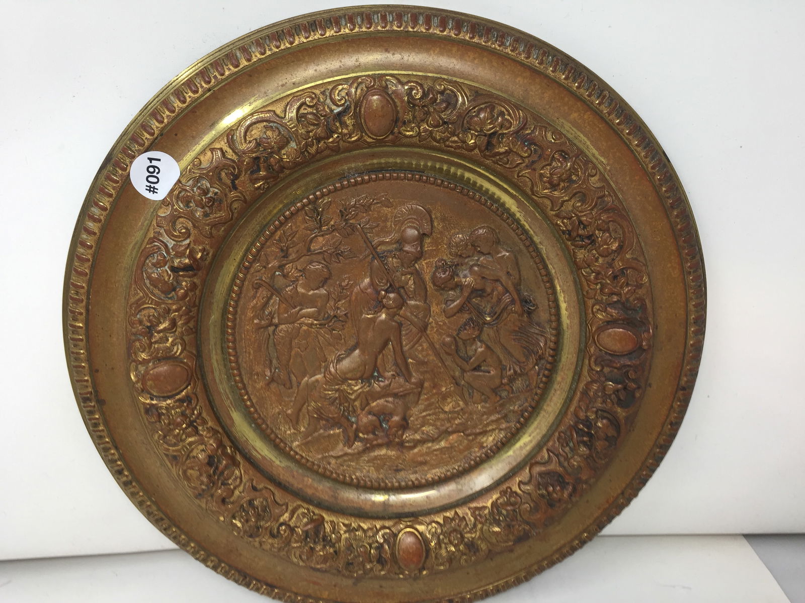 Cast Iron Plaque: 15" W. Has Greek or Roman mythological scene.