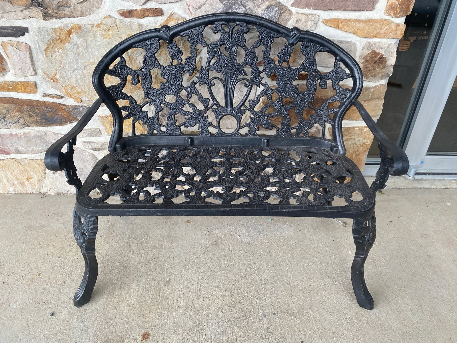 Cast Iron Bench: 34" x 43" x 21"