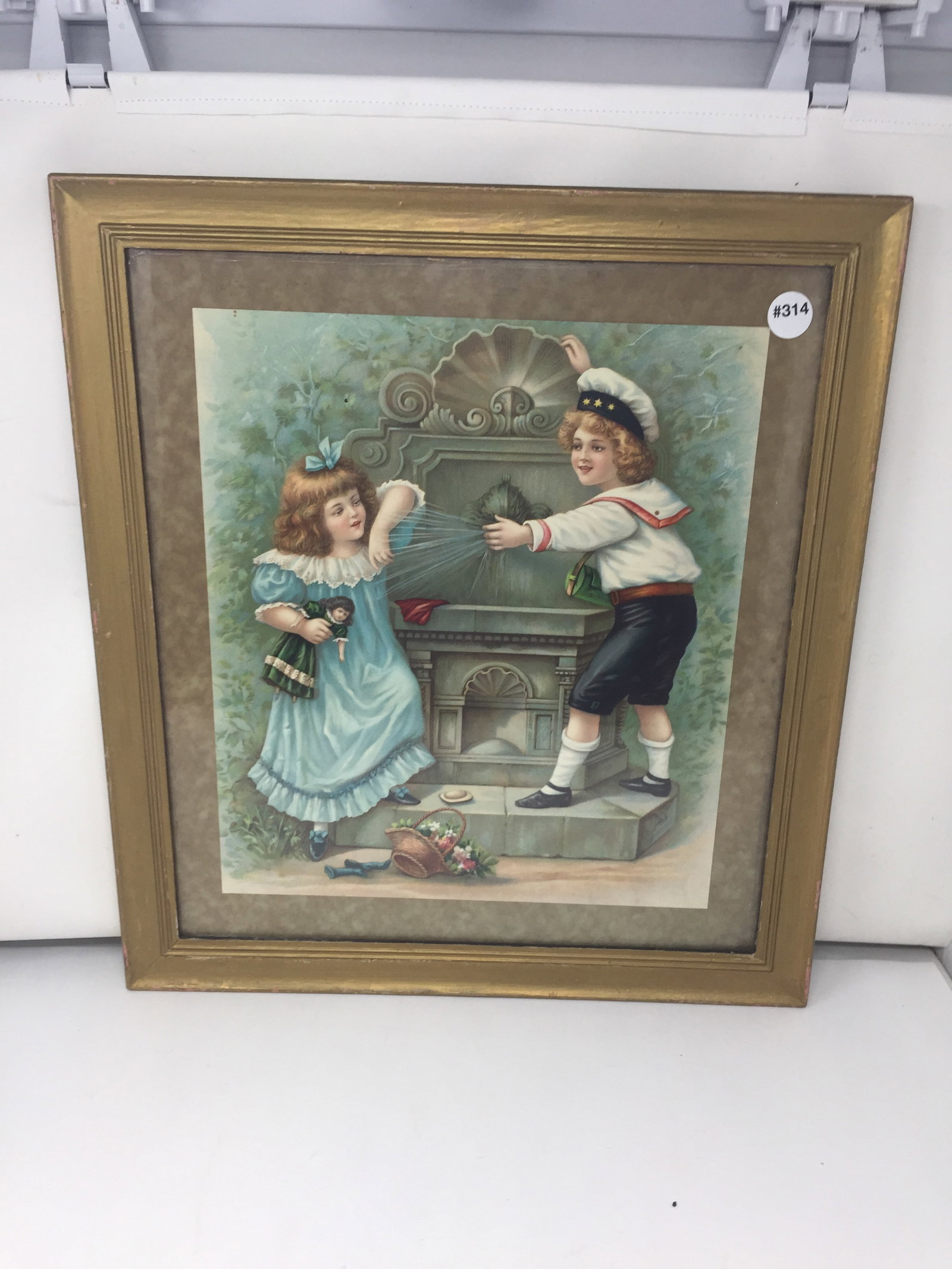 Antique Patriotic Print: in gilt wood frame 21" x 18", exposed is 15" x 12"