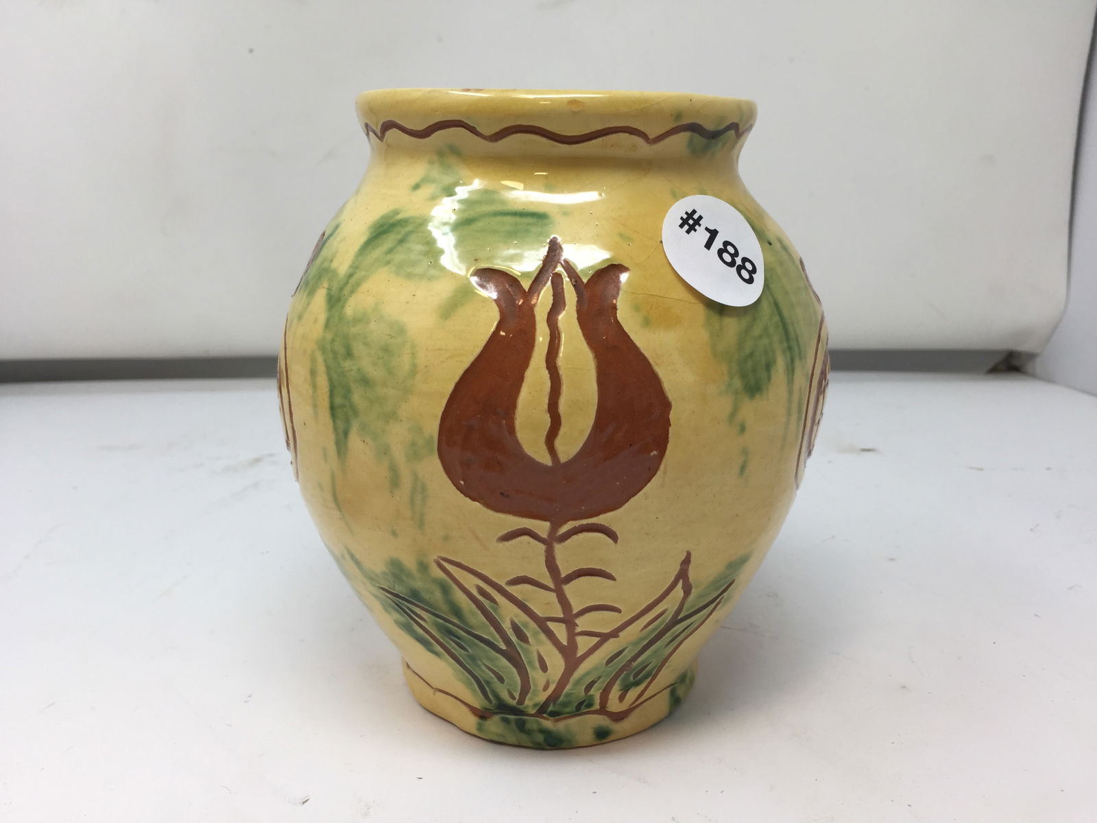 Breninger Redware Jar: marked on base, 6"H.