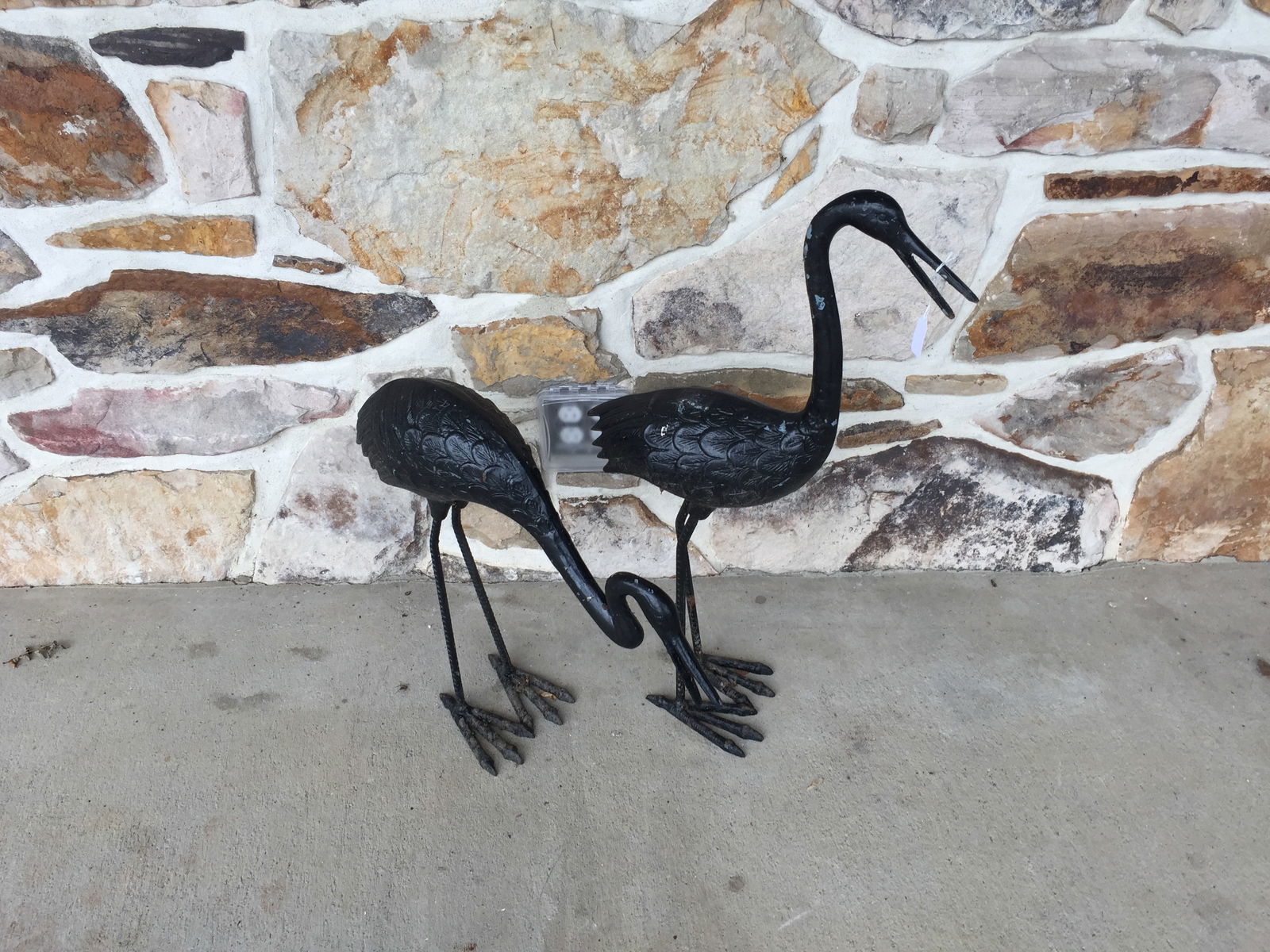 Pair Cast Iron Storks: largest 30"H.