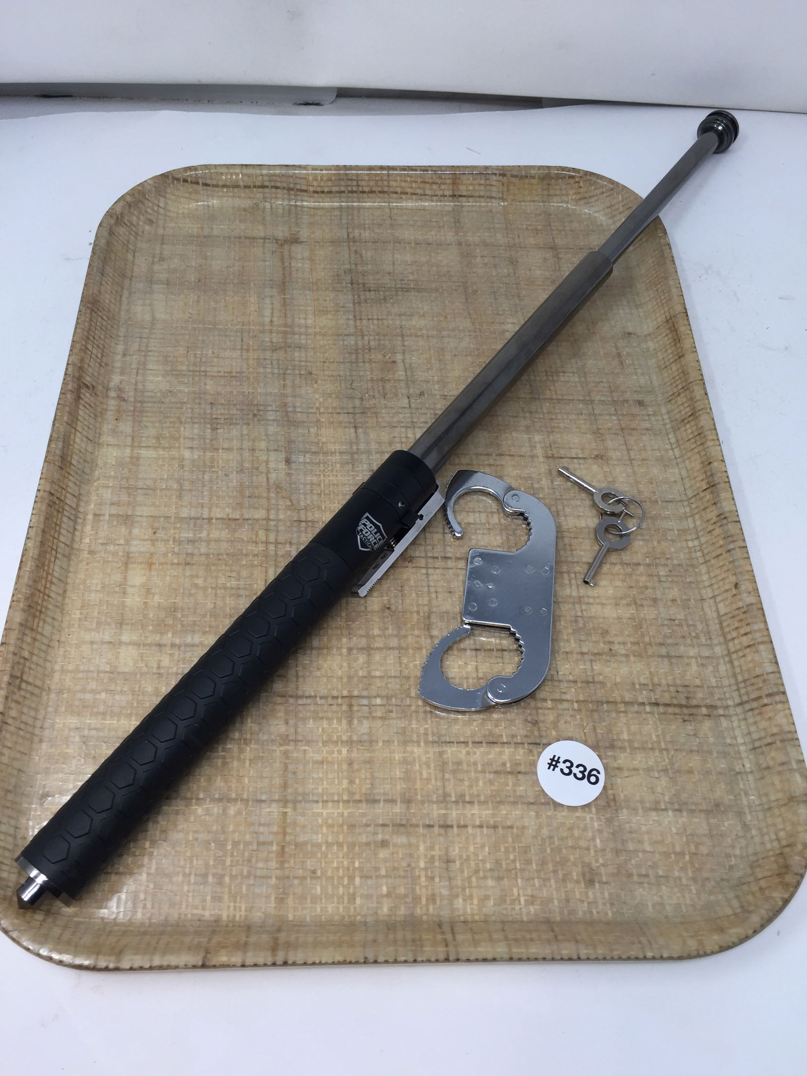 Police Force Tactical Baton & Thumb Cuffs: cuffs 5"L.